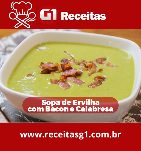 Sopa de ervilha com bacon e calabresa