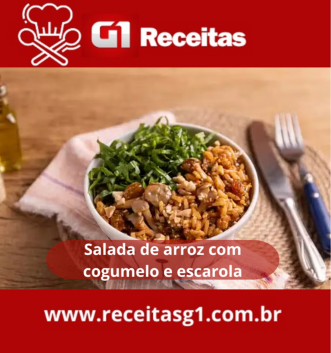 Salada de arroz com cogumelo e escarola